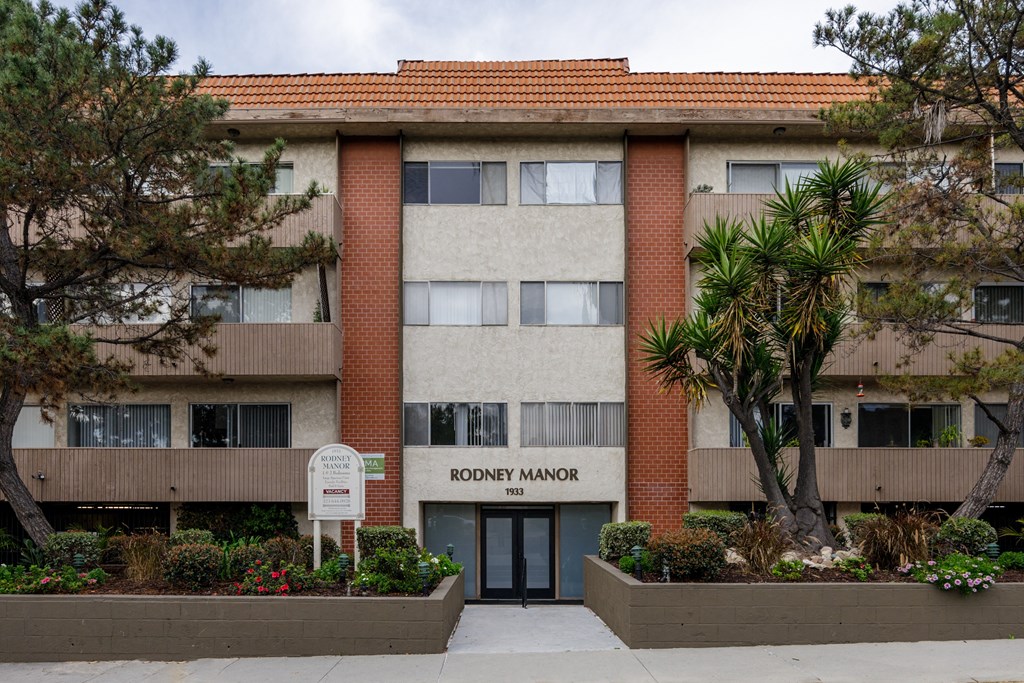 a building with a sign in front of it