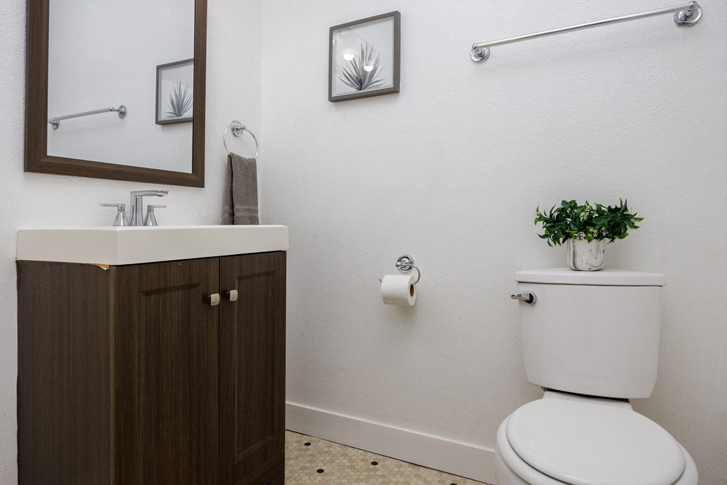 a bathroom with a toilet and a sink and a mirror
