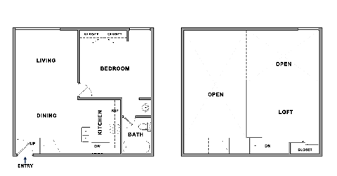 a schematic diagram of two floor plans of a building