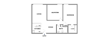 a floor plan of a living room with a kitchen and a dining room