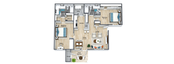 A floor plan of a house with a master bedroom, a study, a living room, a dining room, a kitchen, a pantry, a balcony, and a storage area.