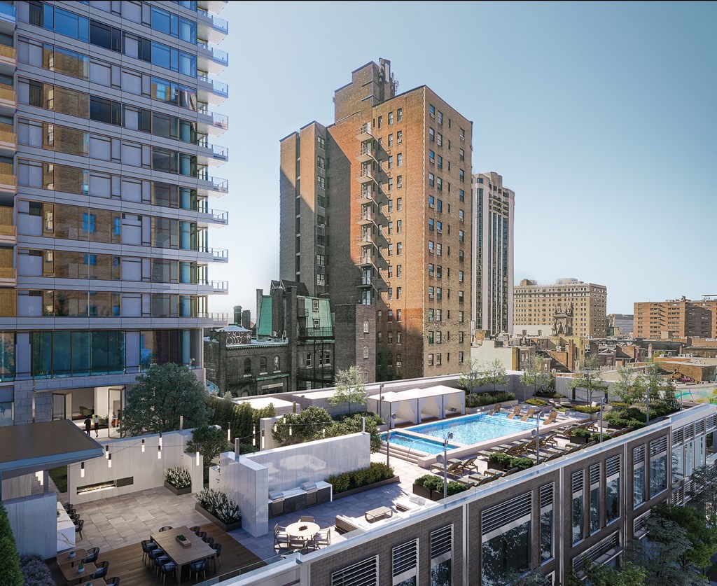 Semi-aerial view of Rooftop Pool Deck