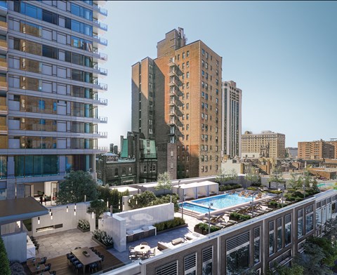 Semi-aerial view of Rooftop Pool Deck