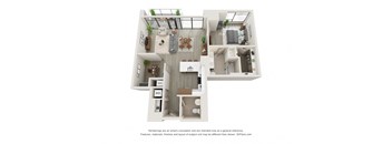 A12 one bedroom two bath floorplan