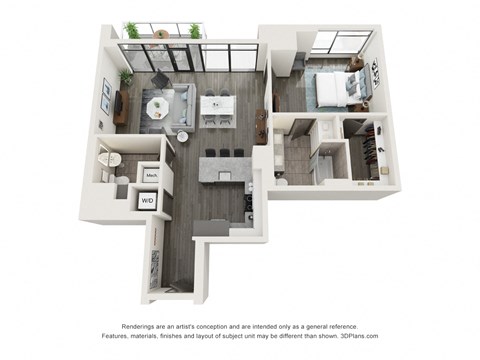 A12b one bedroom one bath floorplan