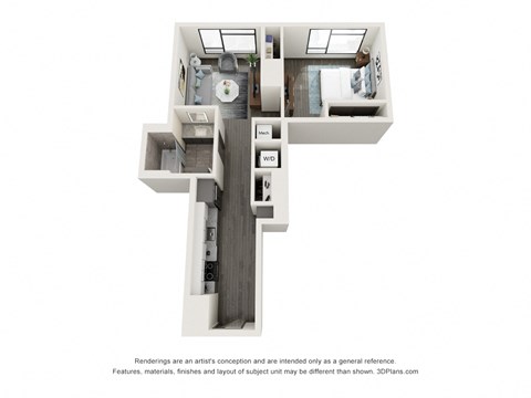 A1a one bedroom one bath floorplan