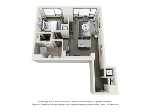 A3 one bedroom one bath floorplan
