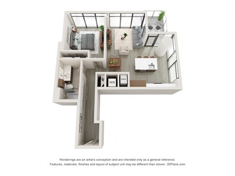 A6 one bedroom one bath floorplan