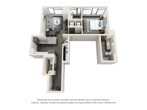 A7 one bedroom two bath floorplan