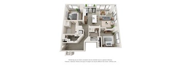B1 two bedroom two bath floorplan