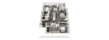 B2b two bedroom three bath floorplan