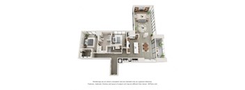 B3 two bedroom three bath floorplan