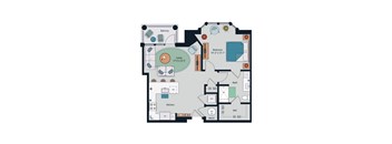 Society at Laurens 1 Bedroom A12 Floor Plan