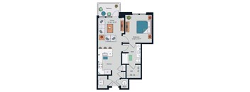 Society at Laurens 1 Bedroom A8 Floor Plan