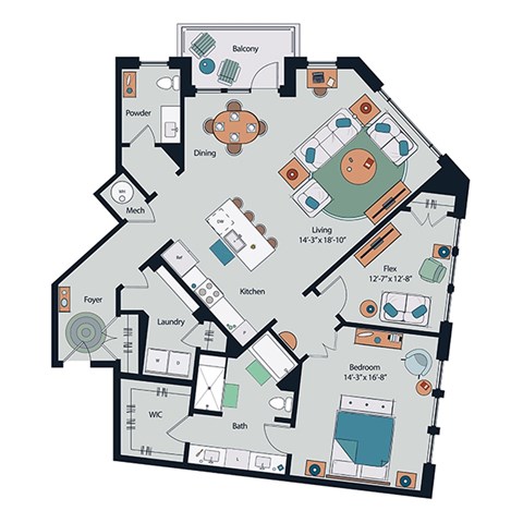 Society at Laurens 2 Bedroom B19 Floor Plan