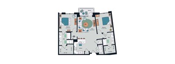 Society at Laurens 2 Bedroom B4 Floor Plan
