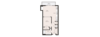 Deco E1-1 Floor Plan 1 Bedroom 1 Bathroom 684 square feet