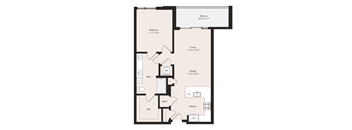 Deco A1-1 Floor Plan 1 Bedroom 1 Bathroom 783 square feet