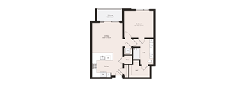 Deco Floor Plan A1-2 1 Bedroom 1 Bathroom 788 square feet