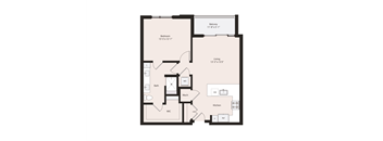 Deco A1-3 Floor Plan 1 Bedroom 1 Bathroom 798 square feet