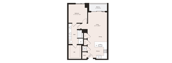 Deco A2-2 floor plan 1 bedroom 1 bathroom 863 square feet