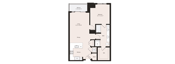 Deco A2-3 floor plan 1 bedroom 1 bathroom 872 square feet