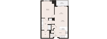 Deco A2-4 floor plan 1 bedroom 1 bathroom 875 square feet