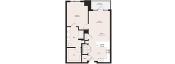 Deco A2-4A floor plan 1 bedroom 1 bathroom 875 square feet