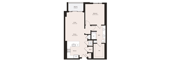 Deco A2-5 floor plan 1 bedroom 1 bathroom 907 square feet