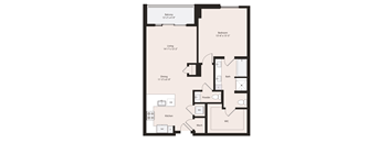 Deco A3-2 floor plan 1 bedroom 1.5 bathrooms 976 square feet