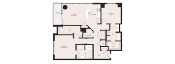 Deco B2-1 floor plan 2 bedroom 2.5 bathrooms 1398 square feet