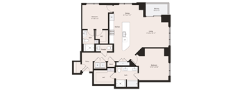 Deco B3-1 floor plan 2 bedrooms 2.5 bathrooms 1440 square feet