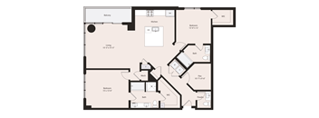 Deco B3-2 floor plan 2 bedroom 2.5 bathrooms 1582 square feet