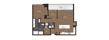 Deco Penthouse 1A floor plan 1 bedroom 1.5 bathrooms 1159 square feet