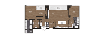 Deco Penthouse 2 floorplan 2 bedroom 2.5 bathrooms 2077 square feet