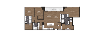 Deco Penthouse 3 floor plan 3 bedrooms 3 bathrooms 2167 square feet