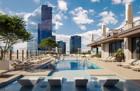 Rooftop deck with heated pool and hotub