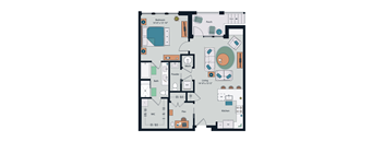 Society at Laurens 1 Bedroom A19 Floor Plan