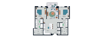 Society at Laurens 2 Bedroom B3a Floor Plan