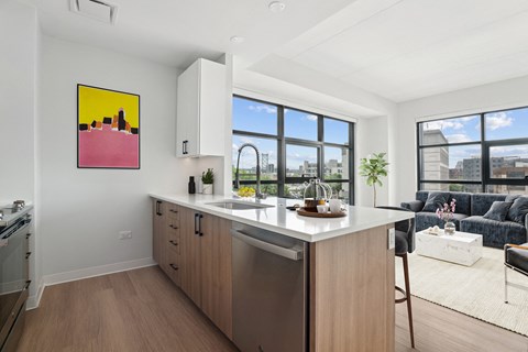 The Alcott Kitchen and Living Room