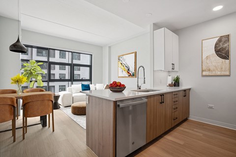 The Alcott Kitchen and Living Room