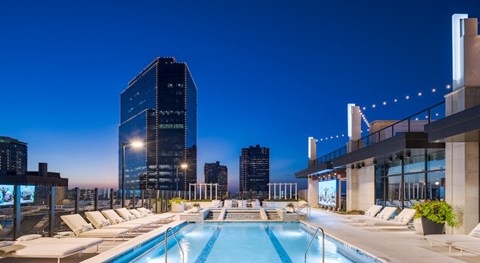 Deco rooftop pool and sundeck