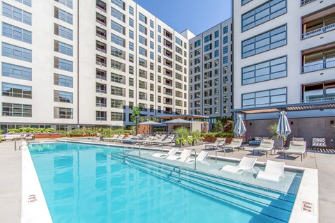 The Alcott Pool, Sundeck, Cabanas, and Bar