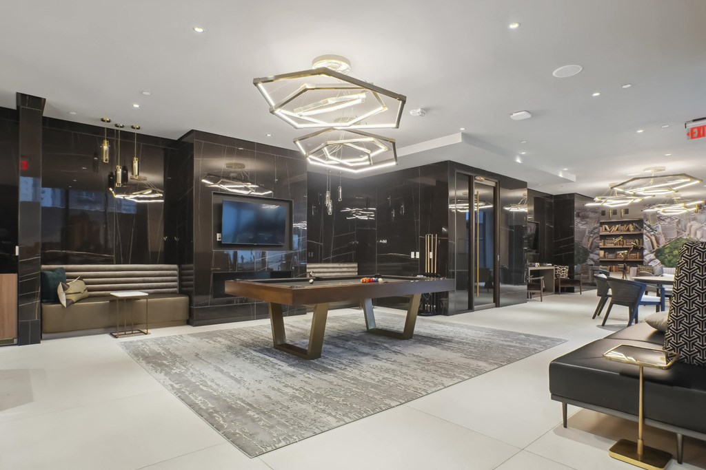 Billiards Table and Cozy Clubroom Library