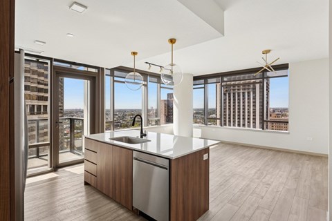 Interior Image of Kitchen and Living Area