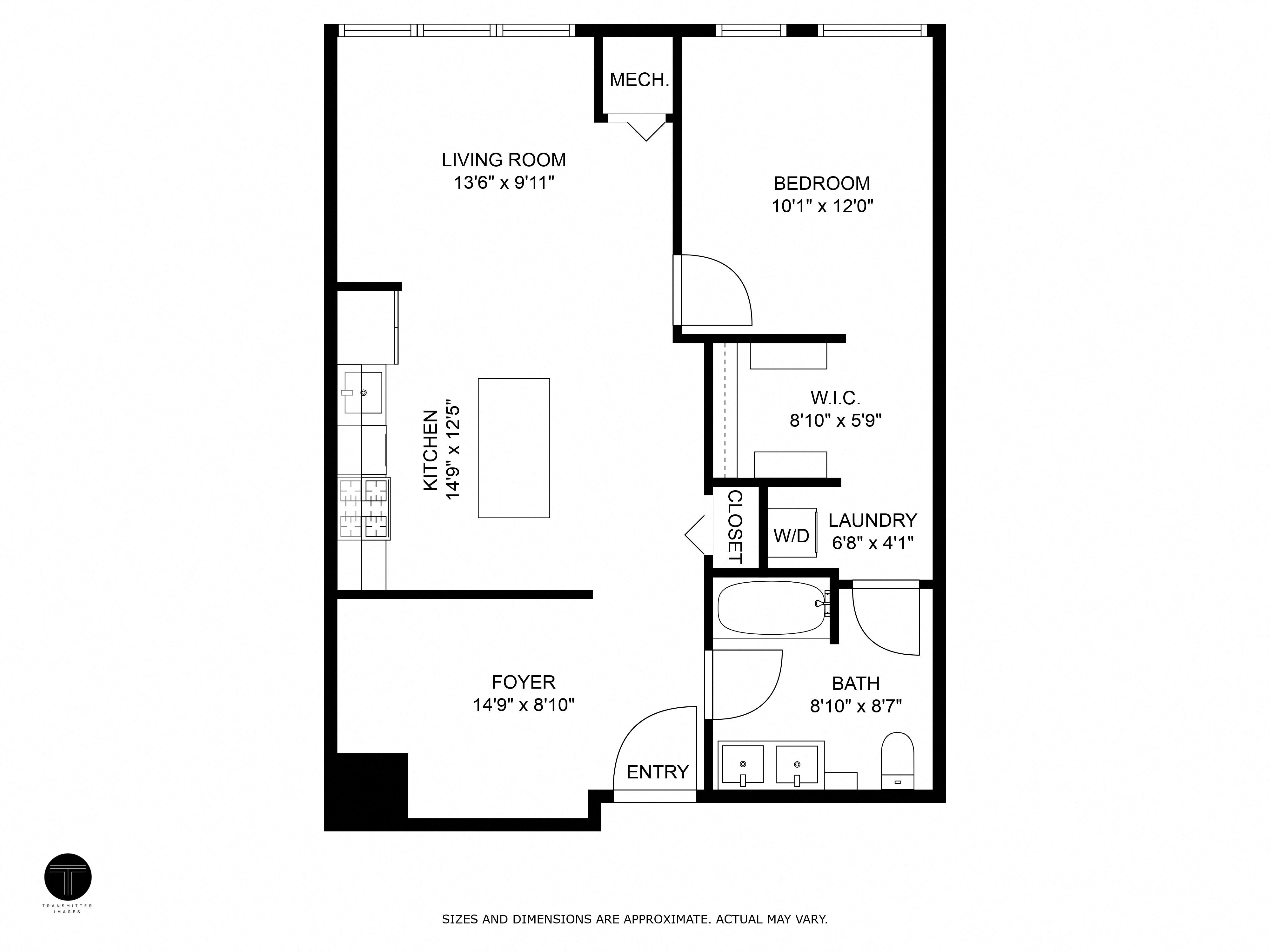 853 N Larrabee - 1 Bedroom plus Den Tier 12 floor plan