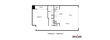 a floor plan of a room with a bedroom and a bathroom