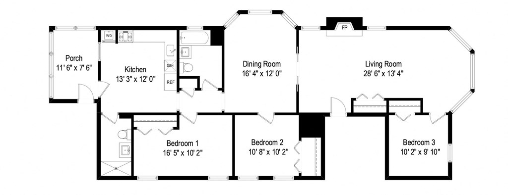 a floor plan of a house showing the living room and the bedrooms