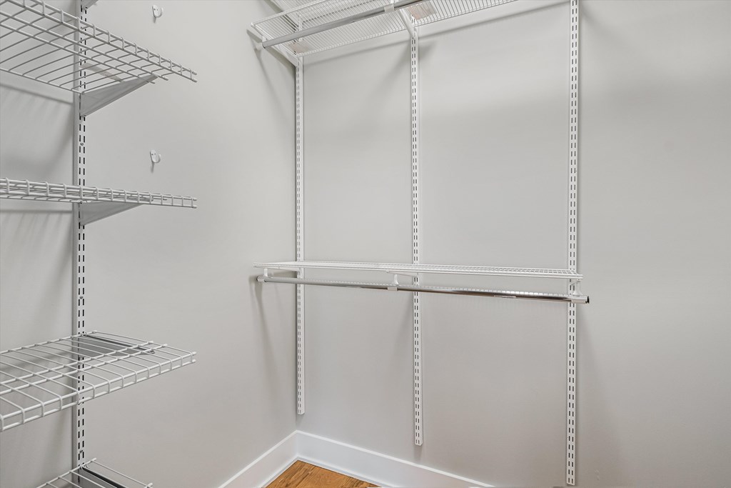 Empty shelving unit in a room.