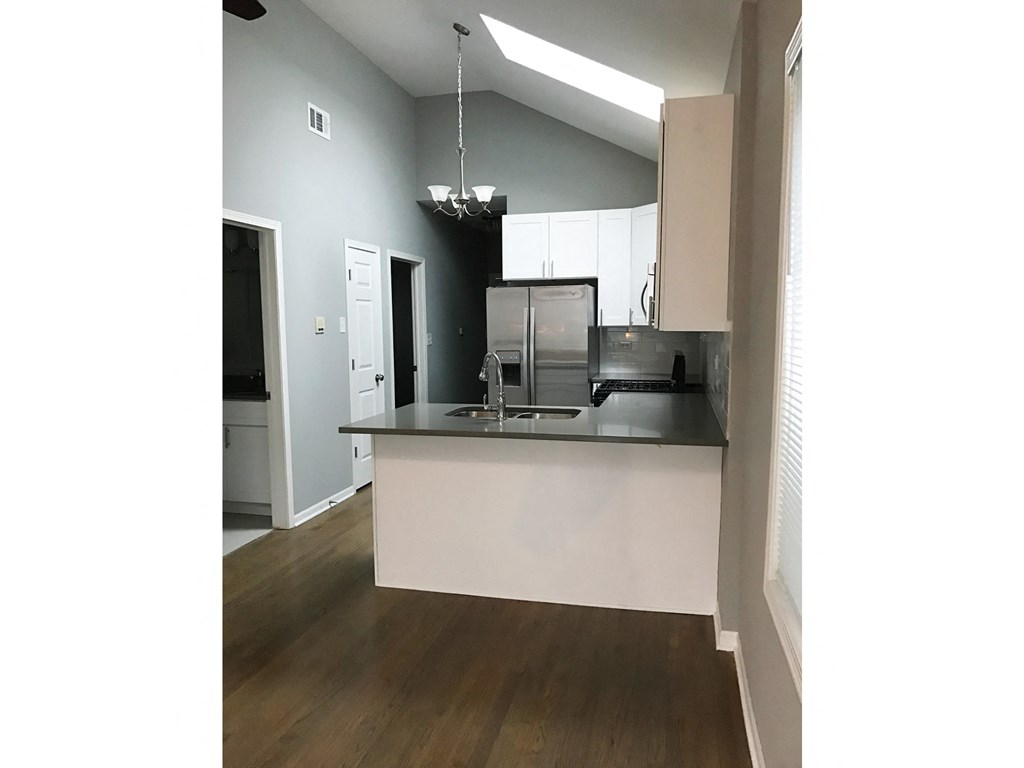 a view of the kitchen from the living room